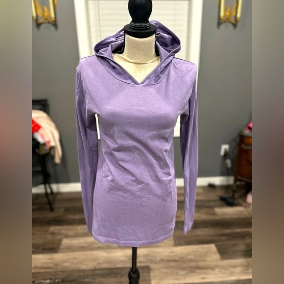 Free People Movement Hoodie Women M/L Purple Long Sleeve Lightweight Shirt Gym - Picture 1 of 5